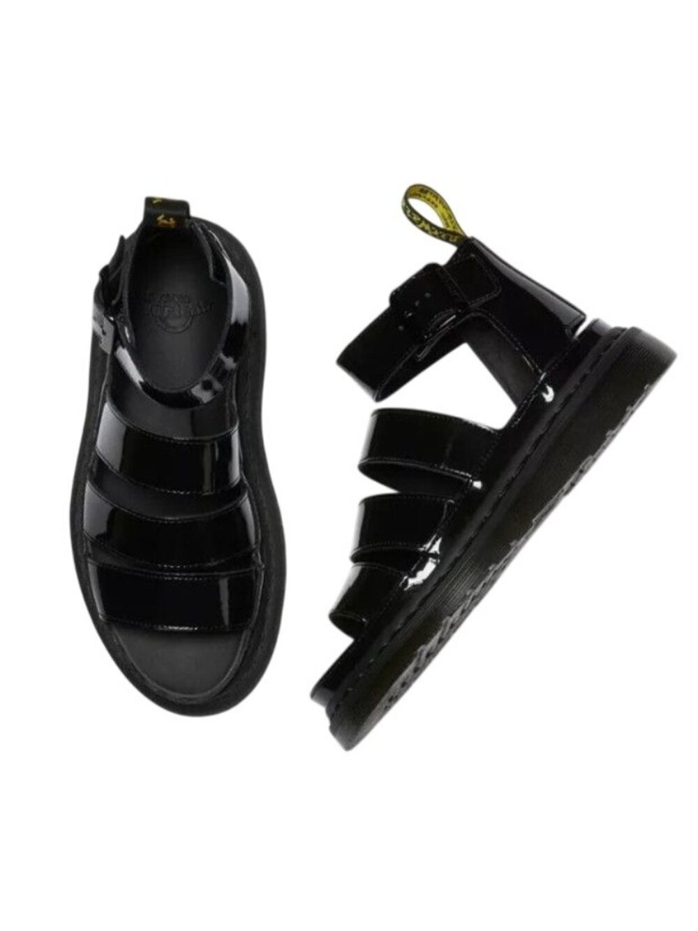 Dr. Martens Clarissa II Patent Leather Gladiator Sandals in Black Size 8